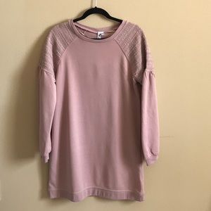Cable and gauge dusty rose sweater dress